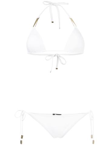 Moeva Metallic Trim String Bikini - White