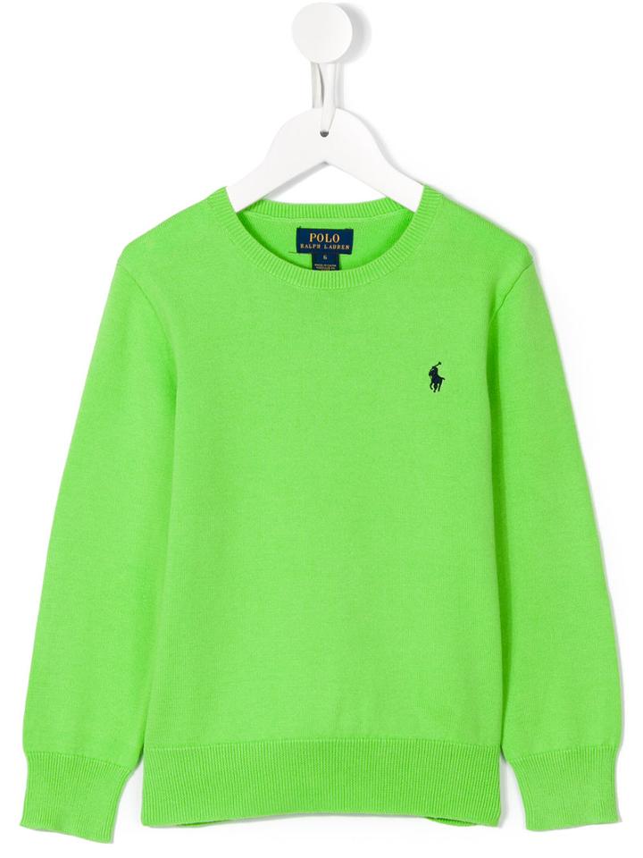 Ralph Lauren Kids Logo Embroidered Jumper, Boy's, Size: 10 Yrs, Green