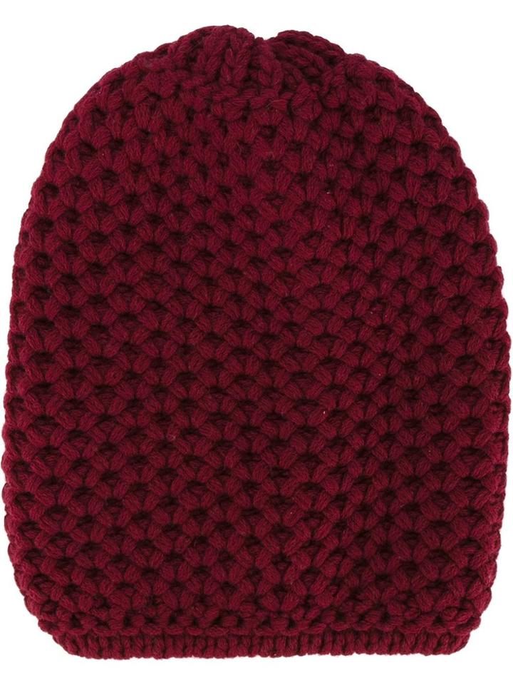 Inverni Chunky Knit Beanie - Red