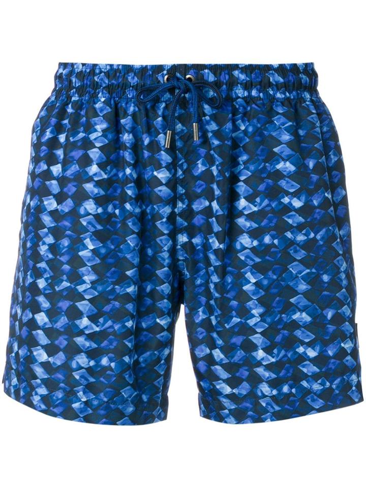Ermenegildo Zegna Geometric Pattern Swim Shorts - Blue