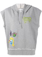 Mira Mikati - Sleeveless Patch Detail Hoodie - Women - Cotton - 40, Grey, Cotton