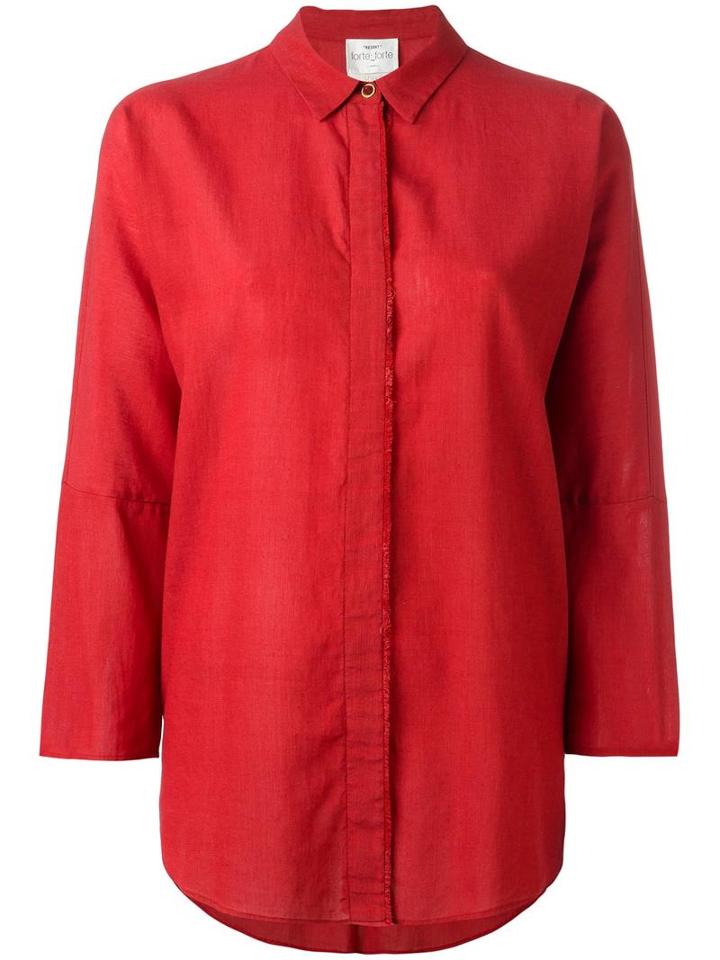 Forte Forte Oversized Shirt, Women's, Size: 1, Red, Cotton/linen/flax/virgin Wool