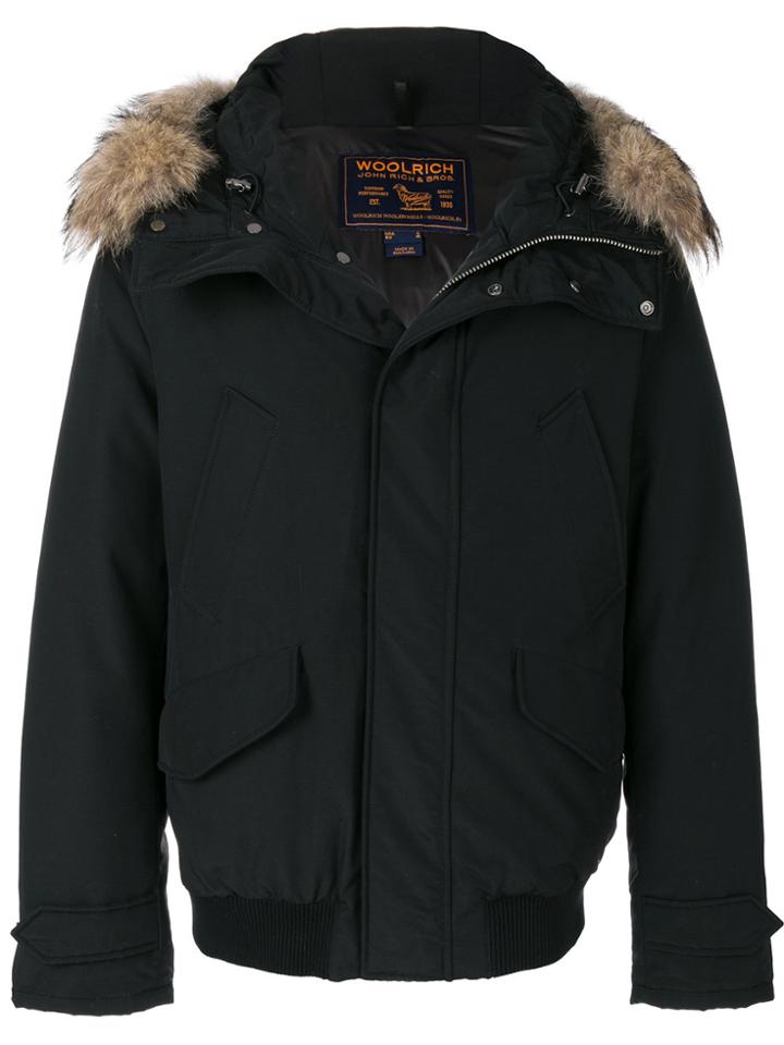 Woolrich Fur Trimmed Bomber Jacket - Black