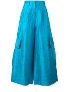 Marques'almeida Super Flared Trousers, Women's, Size: 10, Blue, Silk