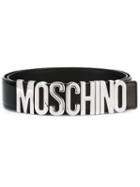 Moschino Logo Plaque Belt, Men's, Size: 95, Black, Leather