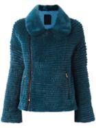 Liska Biker Jacket, Women's, Size: Small, Blue, Mink Fur/cashmere/mercerized Wool