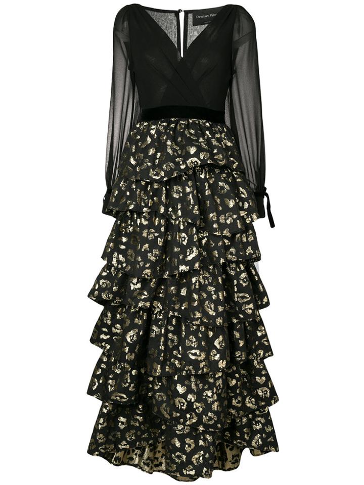 Christian Pellizzari Tiered Animal Print Dress - Black