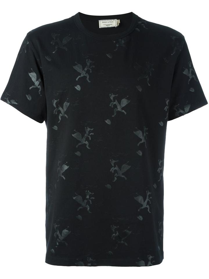 Maison Kitsuné Fox Print T-shirt, Men's, Size: Medium, Black, Cotton