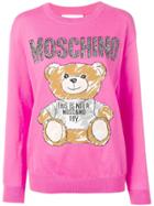 Moschino Sketch Bear Print Sweater - Pink