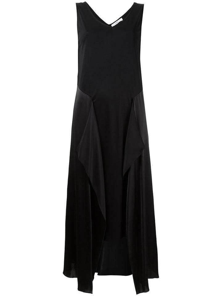 Astraet - Silk Panel Asymmetric Dress - Women - Cupro - One Size, Black, Cupro