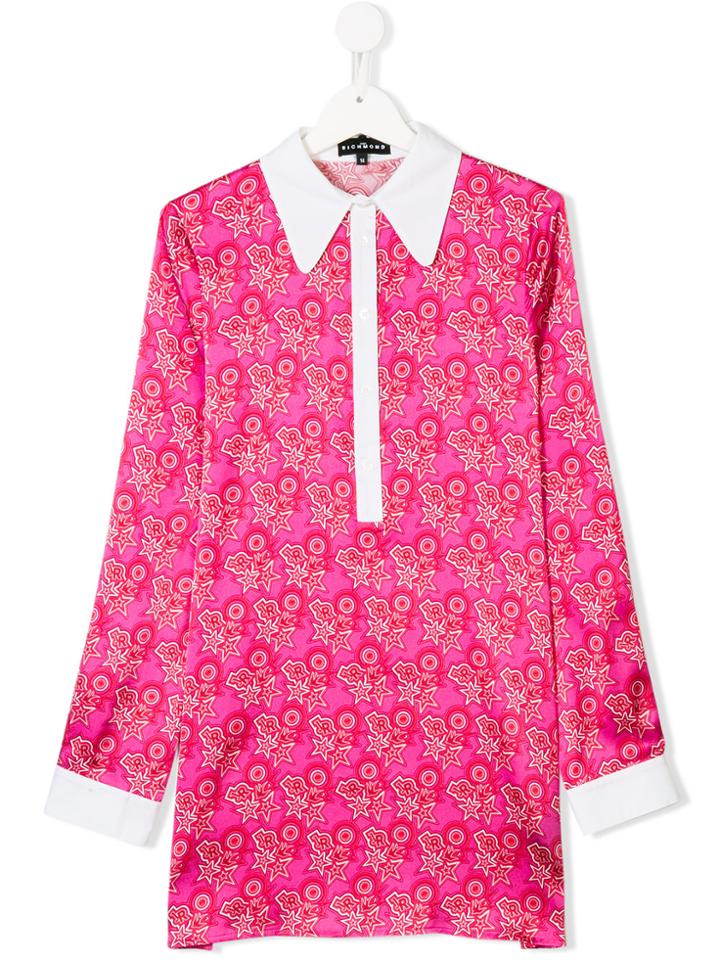 John Richmond Kids Teen Logo Print Shirt Dress - Pink & Purple