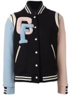 Forte Couture Varsity Bomber Jacket, Women's, Size: 40, Blue, Wool/cashmere/polyamide/viscose