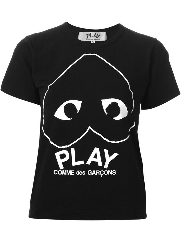 Comme Des Garçons Play - Upside Down Logo Print T-shirt - Women - Cotton - Xs, Black, Cotton