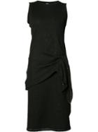 Brunello Cucinelli Draped Waist Dress, Women's, Size: Large, Black, Linen/flax/silk