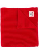 Pringle Of Scotland Ribbed Logo Cashmere Scarf In Red