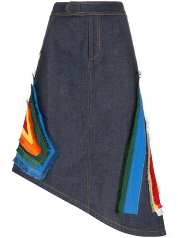 Angel Chen Embroidered Denim Skirt - Blue