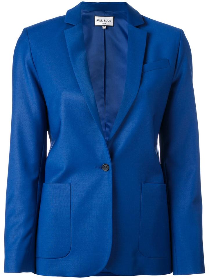 Notched Lapel Blazer - Women - Polyamide/spandex/elastane/viscose/wool - 40, Blue, Polyamide/spandex/elastane/viscose/wool, Paul & Joe