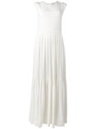 P.a.r.o.s.h. Long Pleated Dress, Women's, Size: Medium, White, Silk
