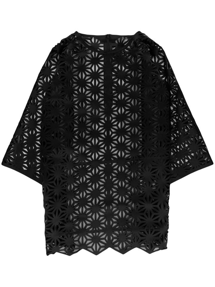 Paskal Laser Cut Floral Top - Black