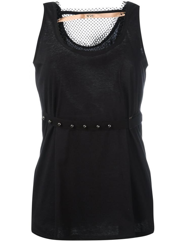 No21 Studded Belt Top, Women's, Size: 42, Black, Cotton/polyester