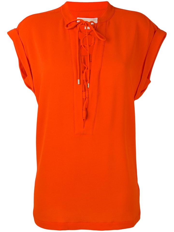 Michael Michael Kors Front Lace-up Detail Top - Yellow & Orange