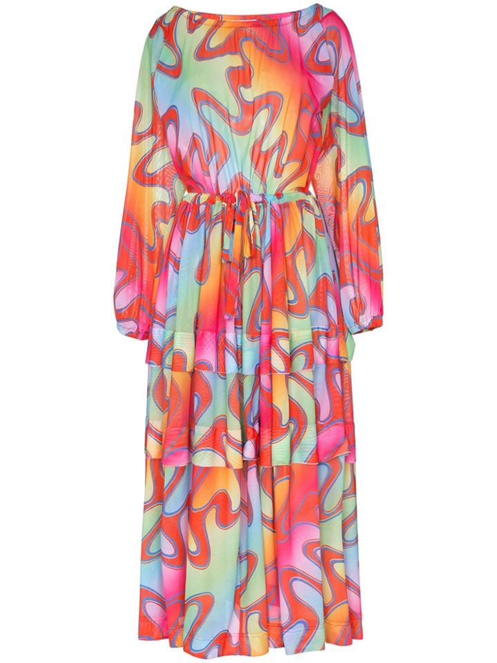 Molly Goddard Printed Maxi Dress - Yellow & Orange