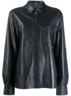 Karl Lagerfeld Button-up Leather Shirt - Blue