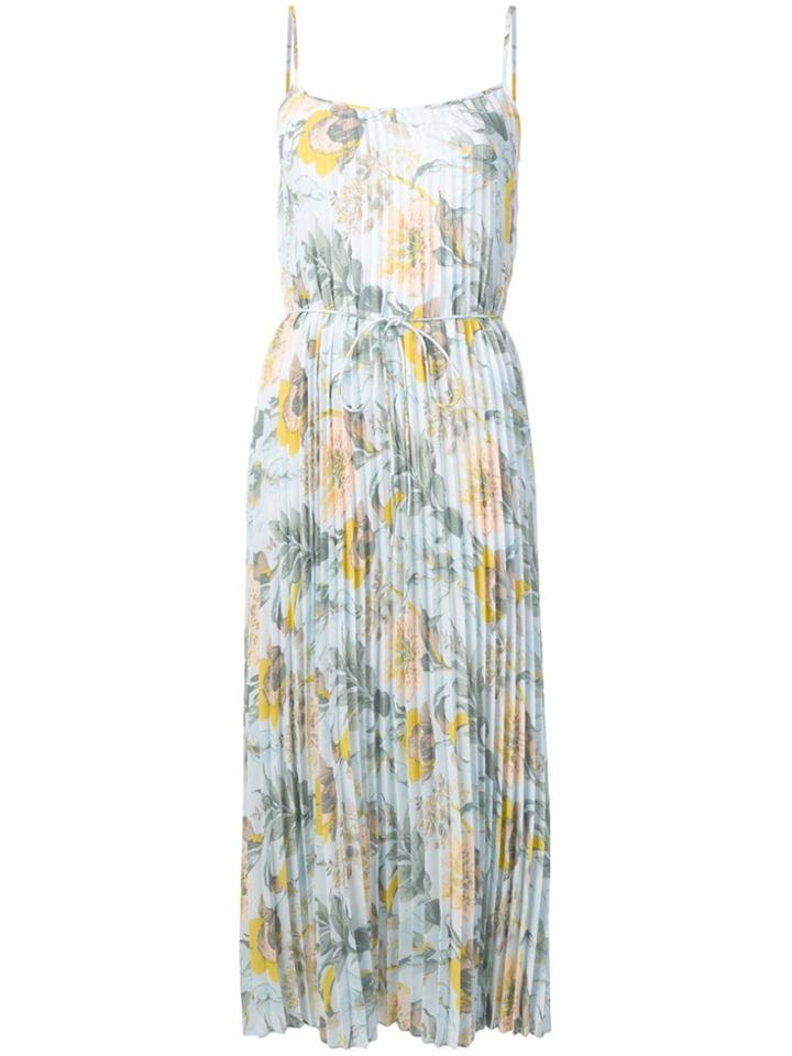 Vince Floral Pleated Dress - Blue