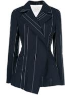 Cédric Charlier Double-breasted Striped Blazer - Blue