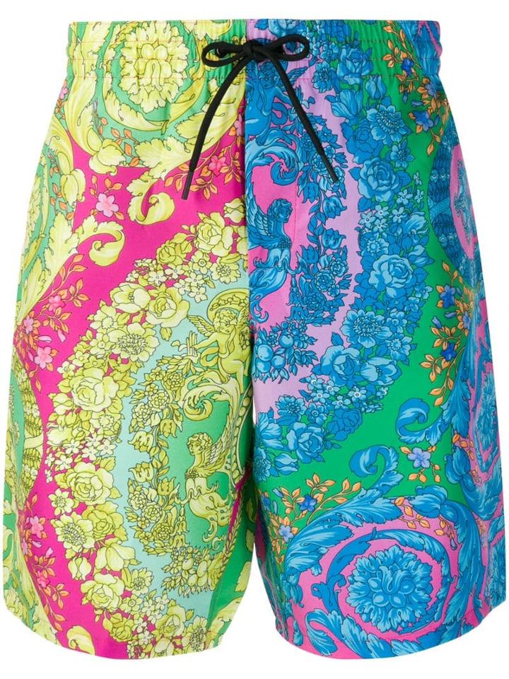 Versace Fluo Barocco Swim Shorts - Blue