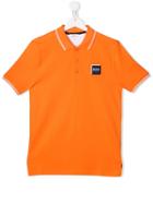 Boss Kids Teen Logo Embroidered Polo Shirt - Orange