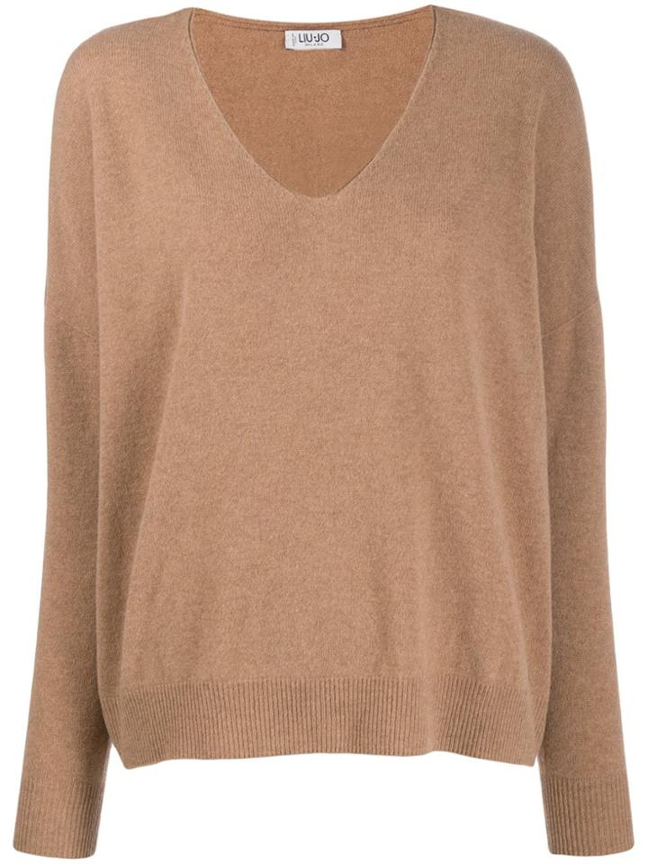 Liu Jo V-neck Ribbed Jumper - Neutrals