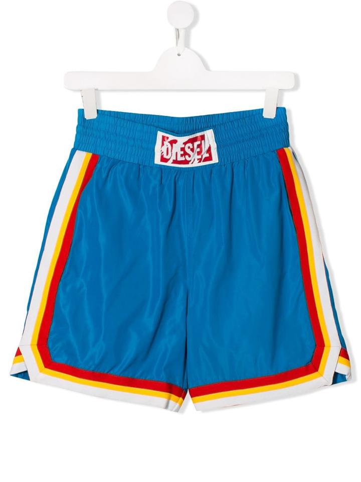 Diesel Kids Striped Trim Shorts - Blue