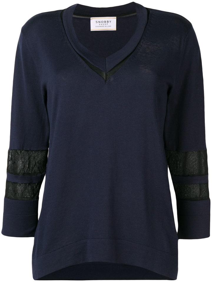 Snobby Sheep Mesh Panel Blouse - Blue