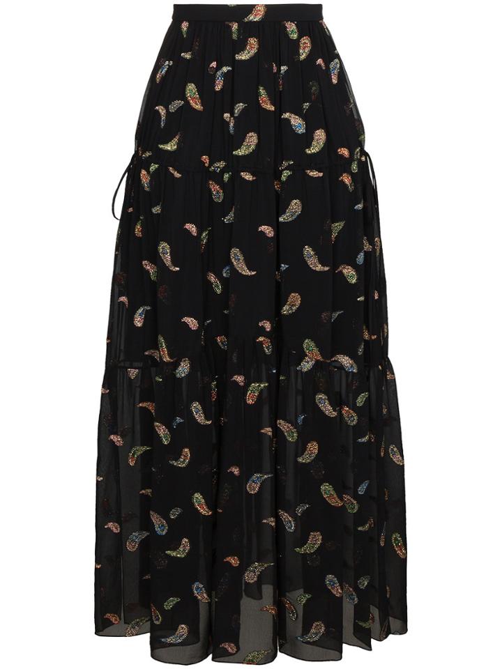 Chloé Paisley Maxi Skirt - Black