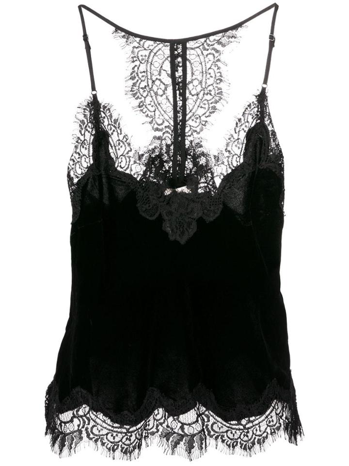 Gold Hawk Lace-detail Camisole Top - Black