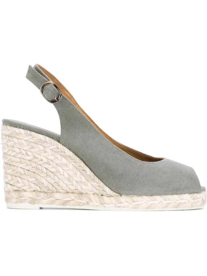 Castañer Slingback Wedge Espadrilles, Women's, Size: 36, Grey, Rubber/cotton/straw