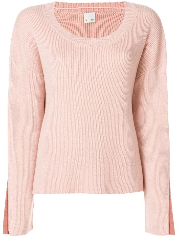 Pinko Ribbed Slit Cuff Sweater - Pink & Purple