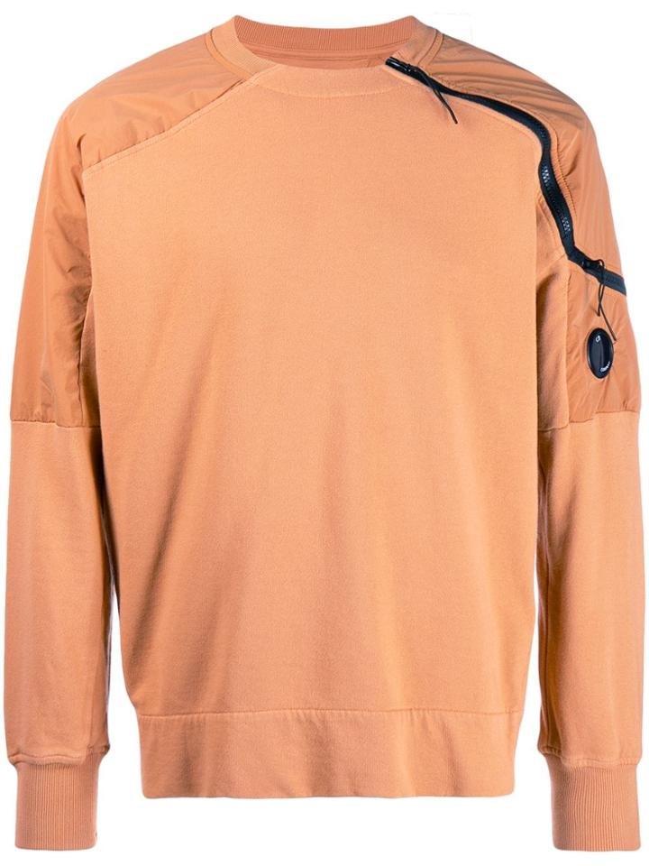 Cp Company Shoulder Zip Sweatshirt - Brown