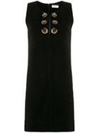 Saint Laurent Suede Sequins Flower Mini Dress - Black