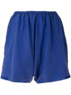 Kristensen Du Nord - Gathered Mini Shorts - Women - Silk/cotton - 3, Blue, Silk/cotton