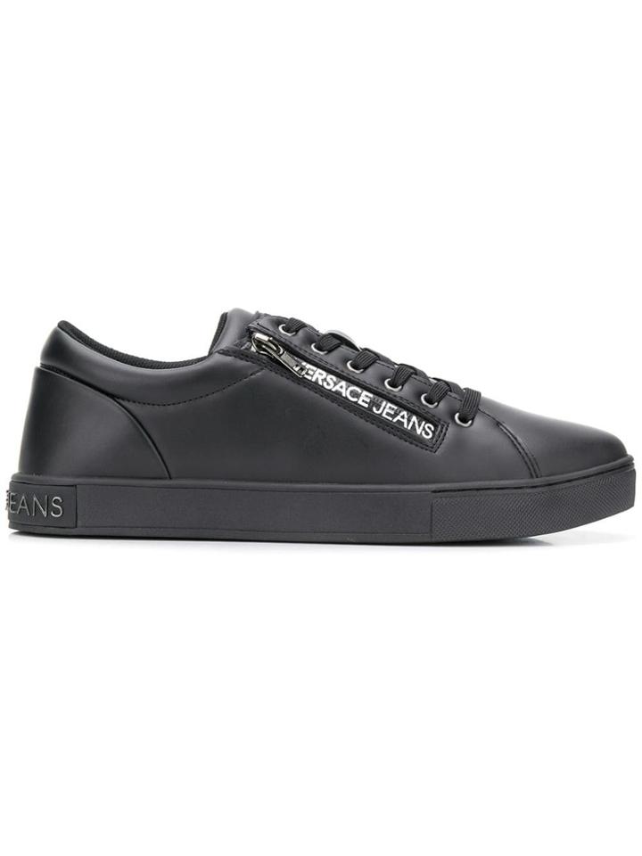 Versace Jeans Side Zipped Logo Sneakers - Black