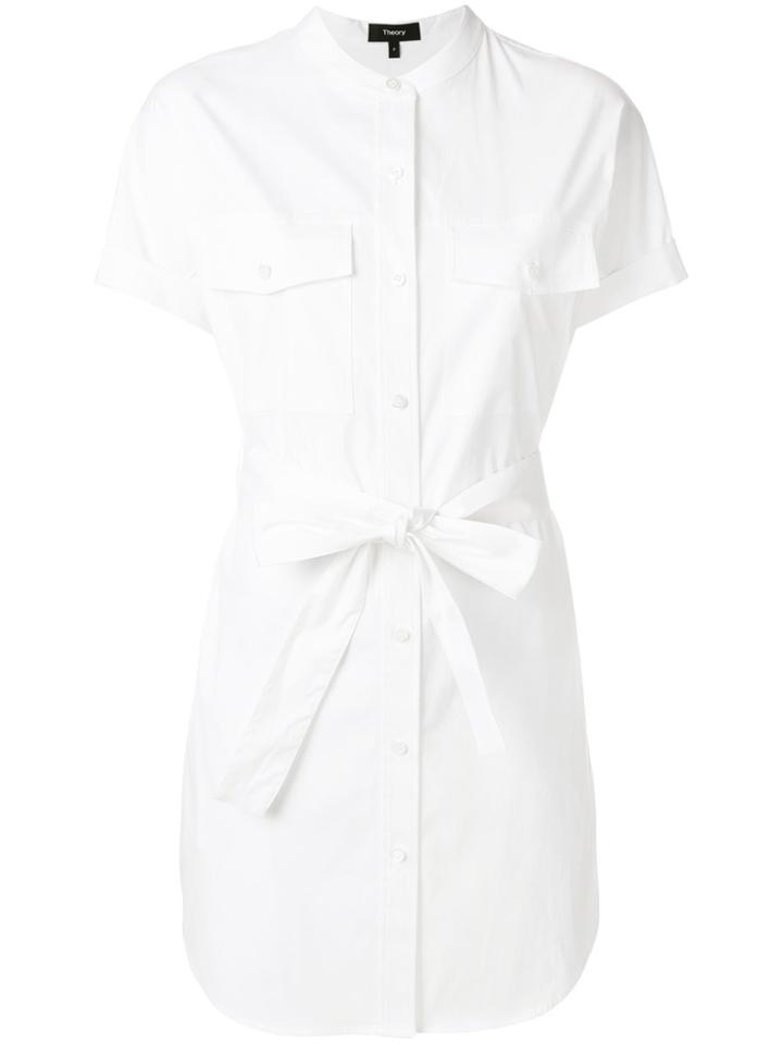 Theory Band Collar Shirt Dress - White
