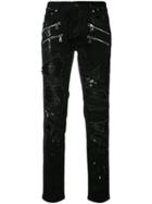 God's Masterful Children Shredded Trim Slim-fit Jeans - Black