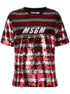 Msgm Sequined Logo T-shirt - Red