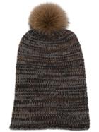 Danielapi Pom Pom Knit Beanie - Brown