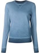 321 Washed Crew Neck Sweatshirt, Women's, Size: Large, Blue, Cotton