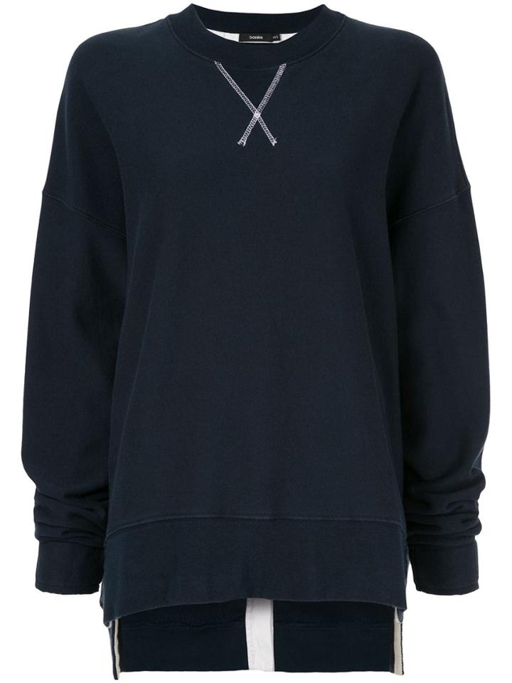 Bassike Button Detail Sweatshirt - Blue