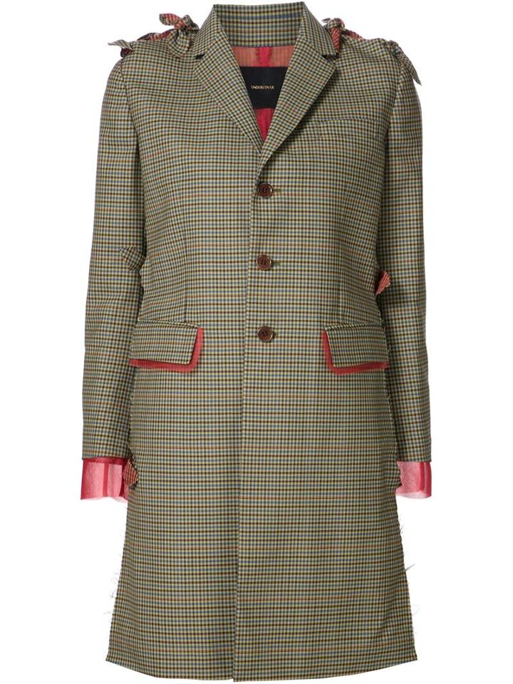 Undercover Check Print Bow Detail Coat
