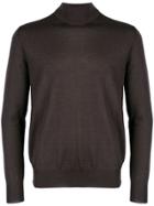 Canali Slim Fit Polo Neck - Brown